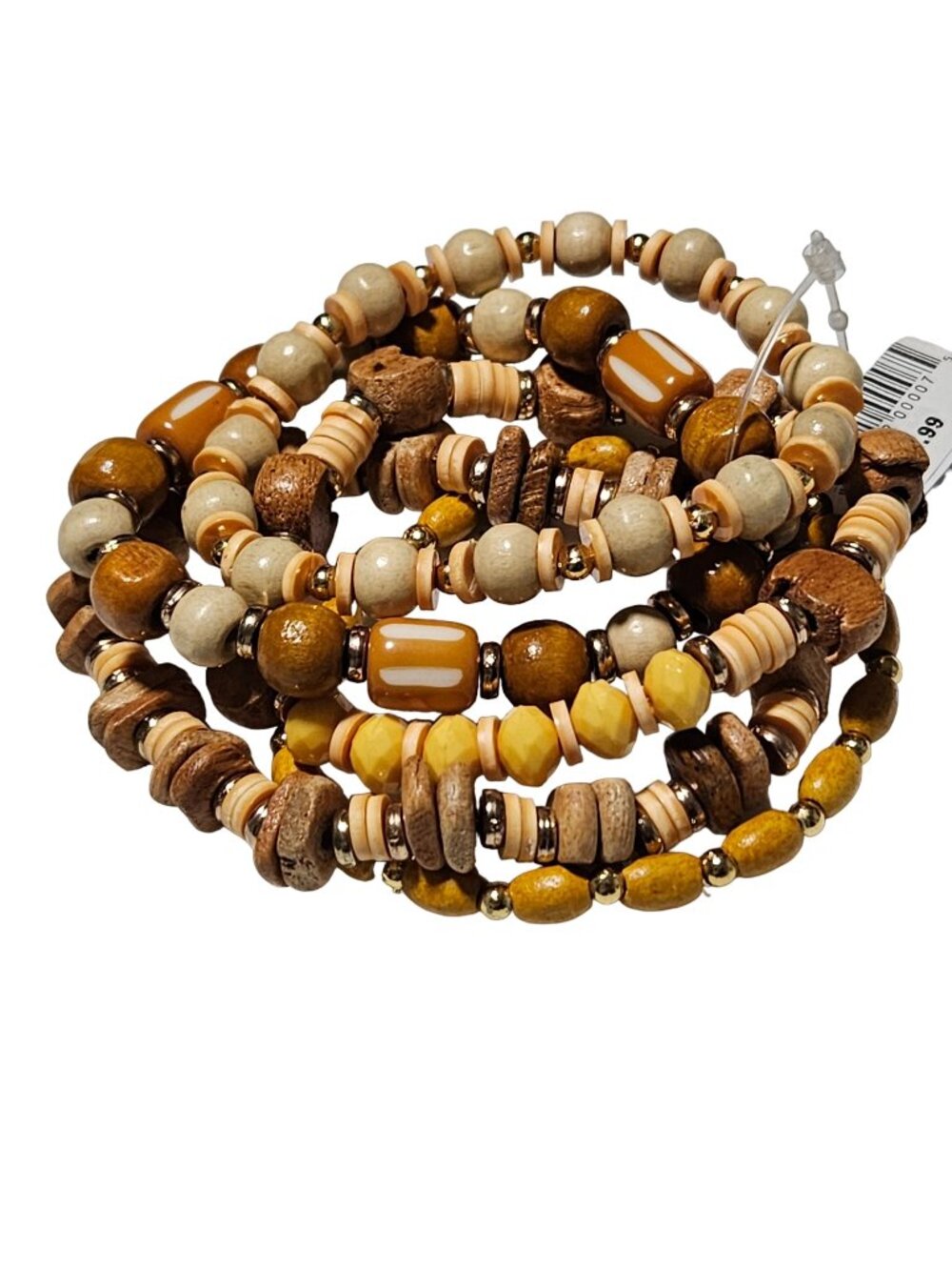 Boho Wooden Beaded Bracelets Lot of 5 Stretch Beach Core Fashion Jewelry Women
